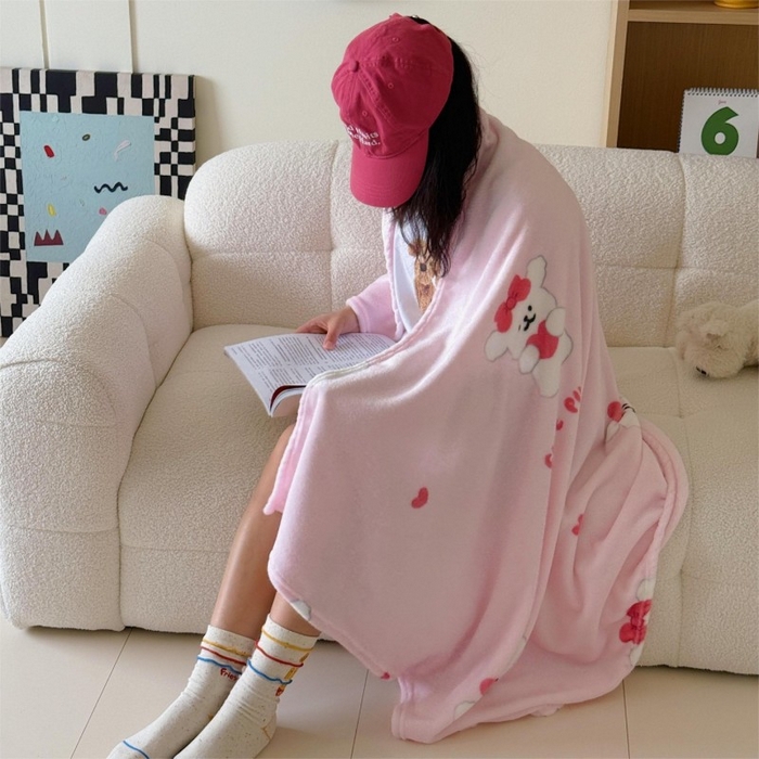 91家纺网 家纺一手货源 找家纺 顾里家纺 2025新款ins少女奶油系双面牛奶绒毯-第二组 爱心小狗