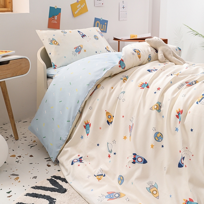 91家纺网 家纺一手货源 找家纺 （总）嗨皮宝贝 2025新款60S贡缎长绒棉全棉婴幼儿童三件套多件套