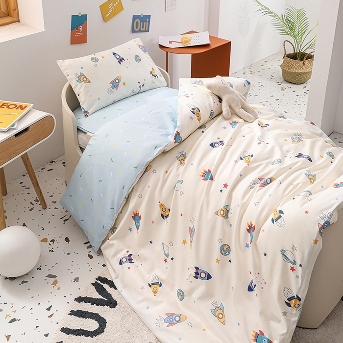 91家纺网 家纺一手货源 找家纺 （总）嗨皮宝贝 2025新款60S贡缎长绒棉全棉婴幼儿童三件套多件套