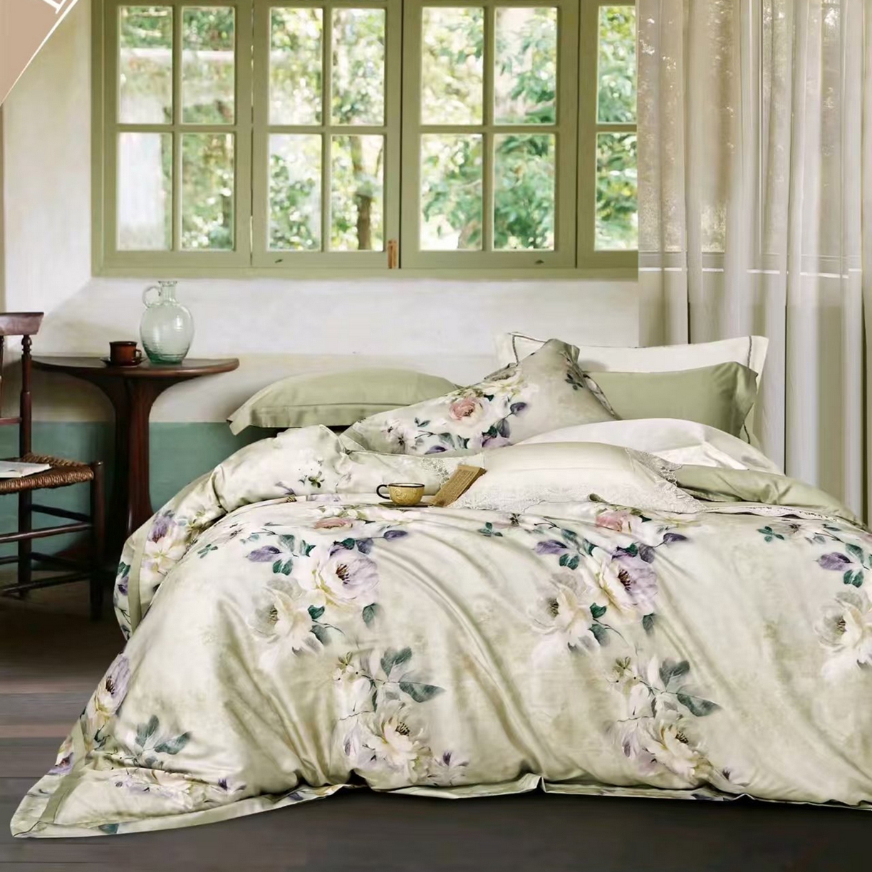 91家纺网 家纺一手货源 找家纺 未来家居 2025新款优帝UD莱赛尔天丝四件套 清爽海盐-黄