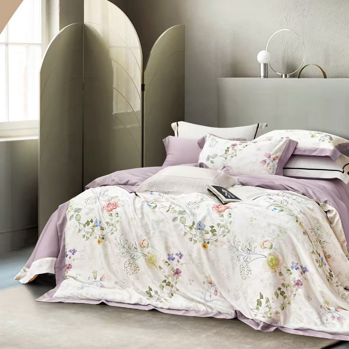 91家纺网 家纺一手货源 找家纺 未来家居 2025新款优帝UD莱赛尔天丝四件套 叶雨-绿