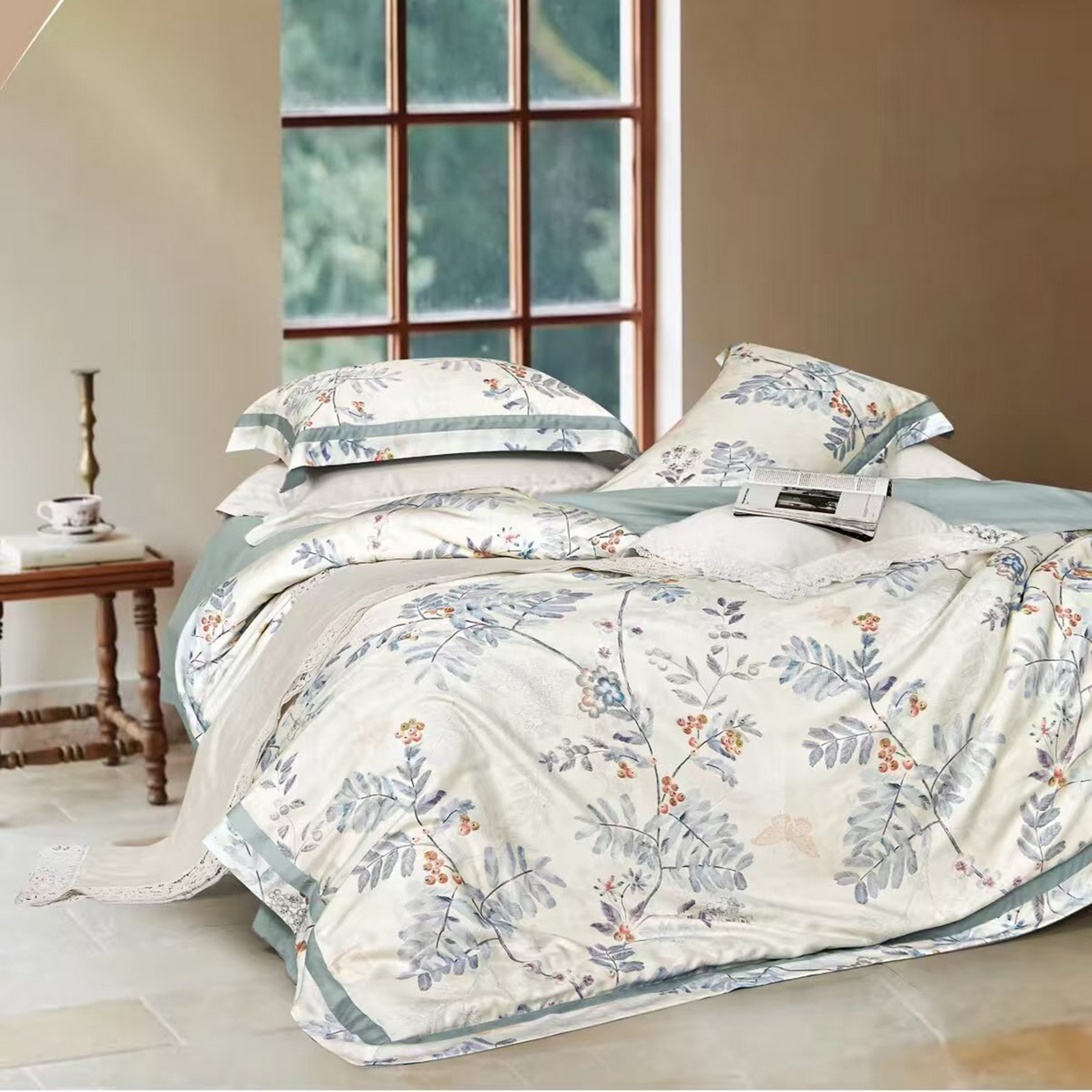 91家纺网 家纺一手货源 找家纺 未来家居 2025新款优帝UD莱赛尔天丝四件套 悠梦-兰