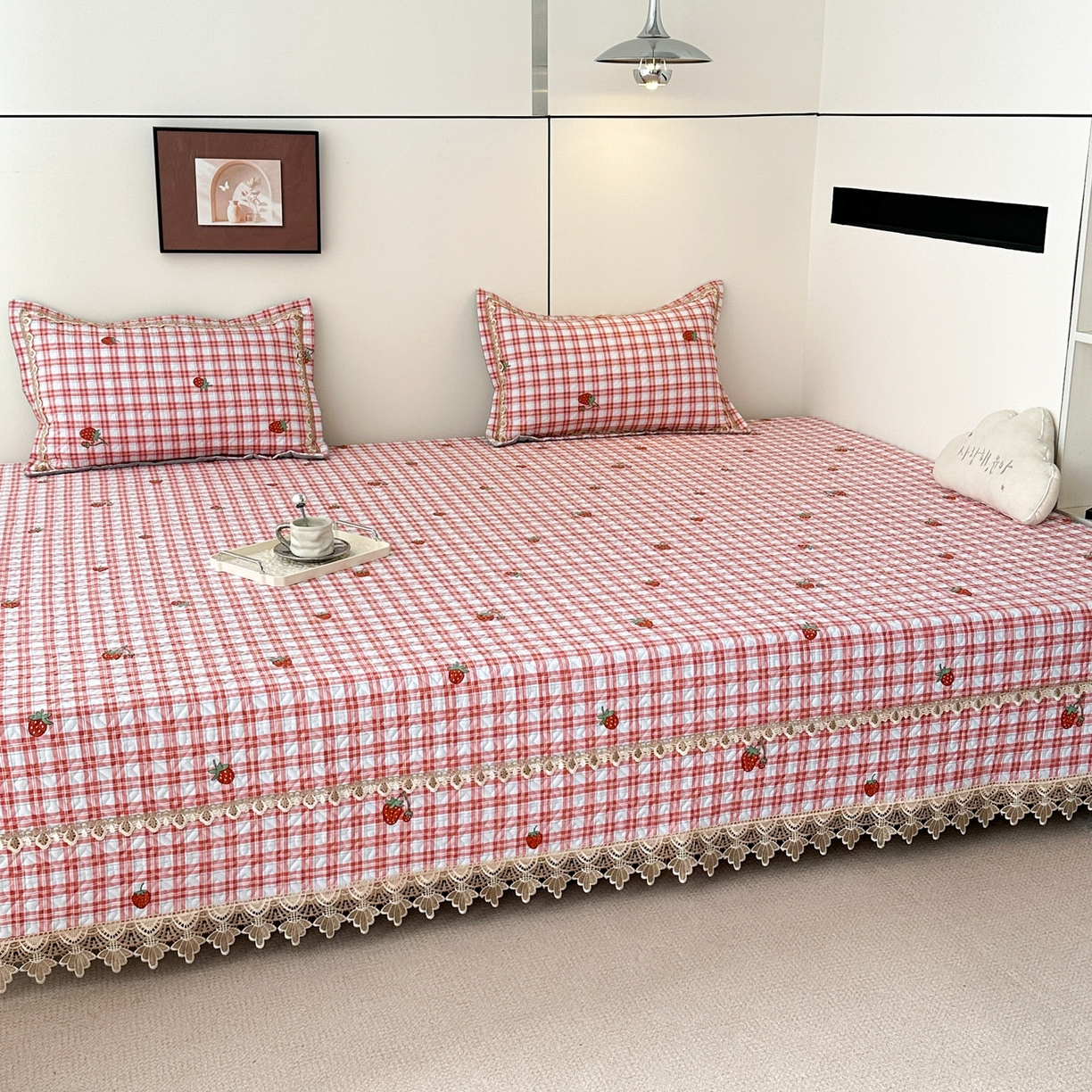 91家纺网 家纺一手货源 找家纺 手艺人家纺 2025新款带花全棉纯棉绗缝榻榻米炕盖K725-K750 K729