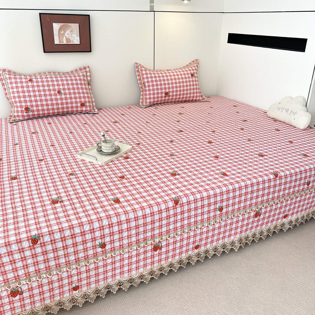 91家纺网 家纺一手货源 找家纺 手艺人家纺 2025新款带花全棉纯棉绗缝榻榻米炕盖K725-K750 K729