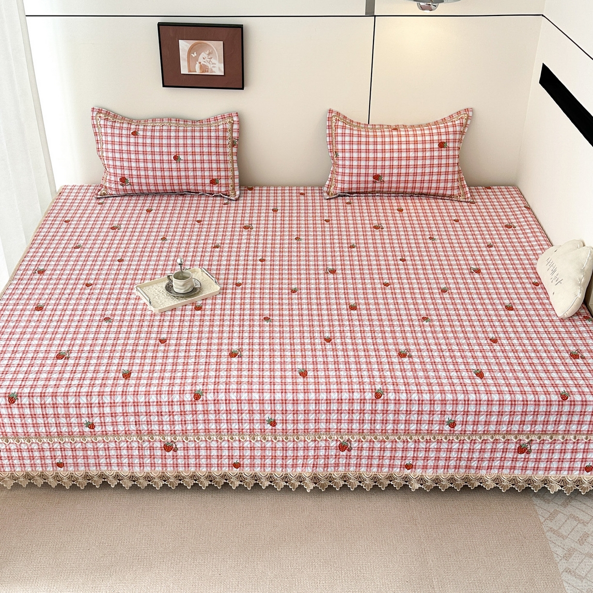 91家纺网 家纺一手货源 找家纺 手艺人家纺 2025新款带花全棉纯棉绗缝榻榻米炕盖K725-K750 K729