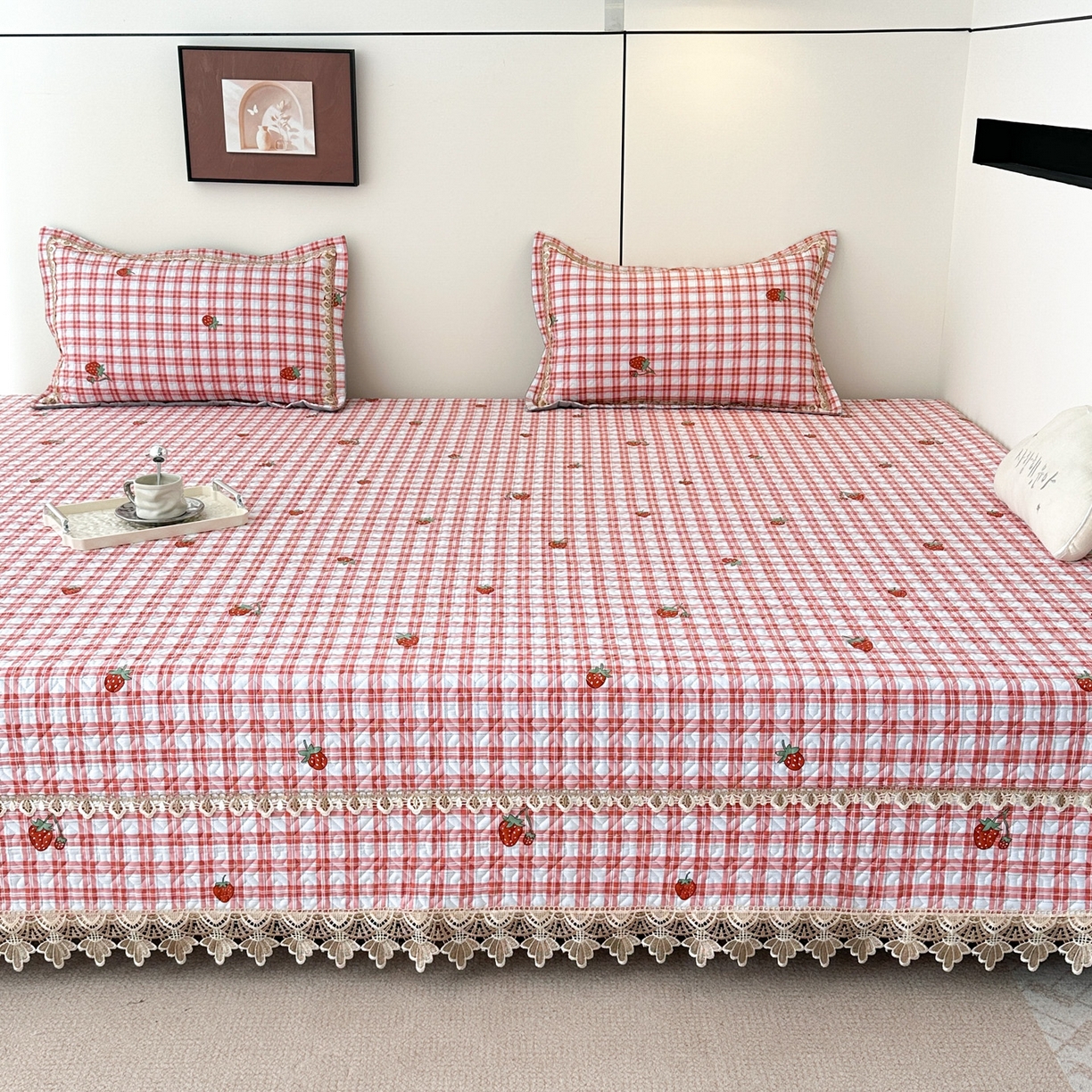 91家纺网 家纺一手货源 找家纺 手艺人家纺 2025新款带花全棉纯棉绗缝榻榻米炕盖K725-K750 K729