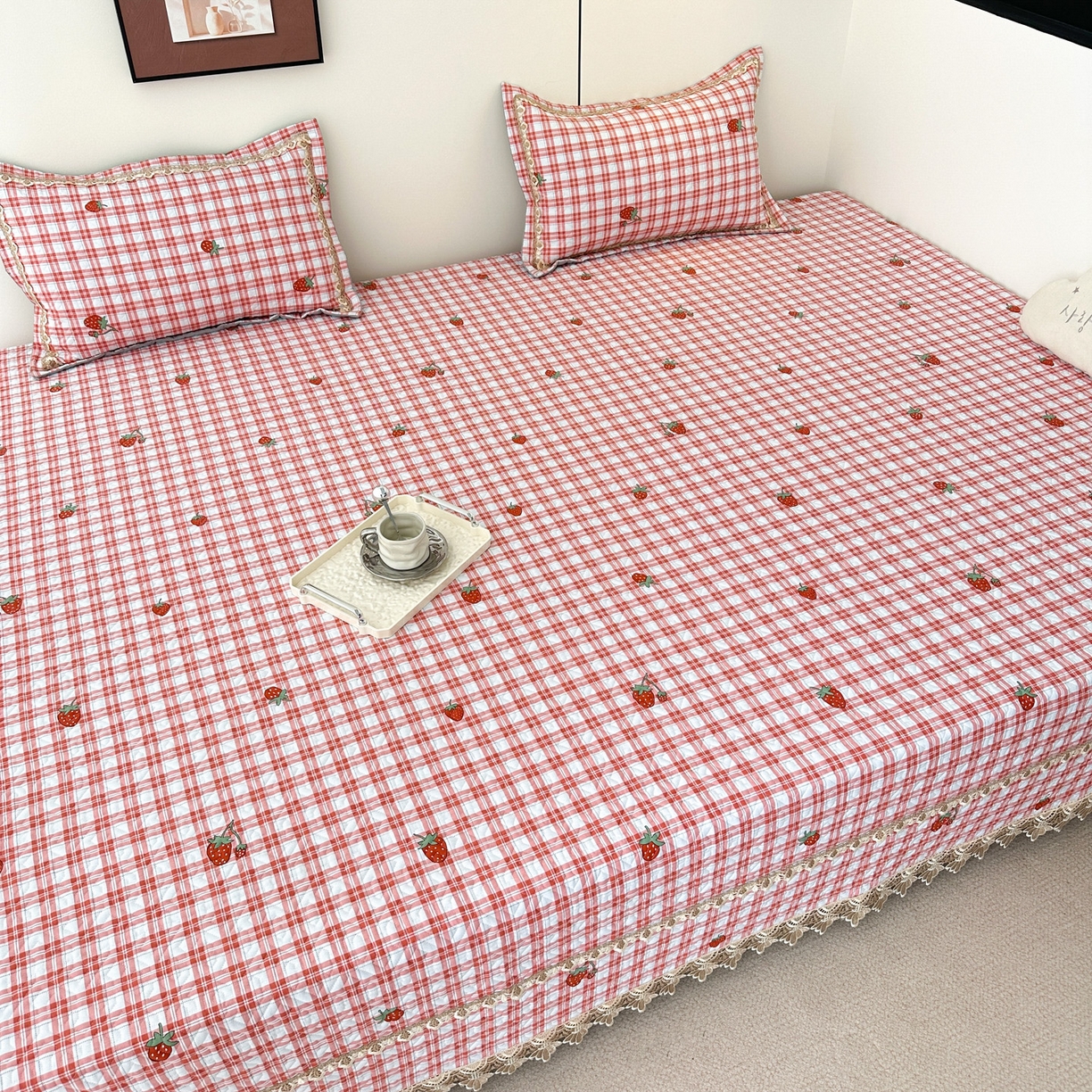 91家纺网 家纺一手货源 找家纺 手艺人家纺 2025新款带花全棉纯棉绗缝榻榻米炕盖K725-K750 K729