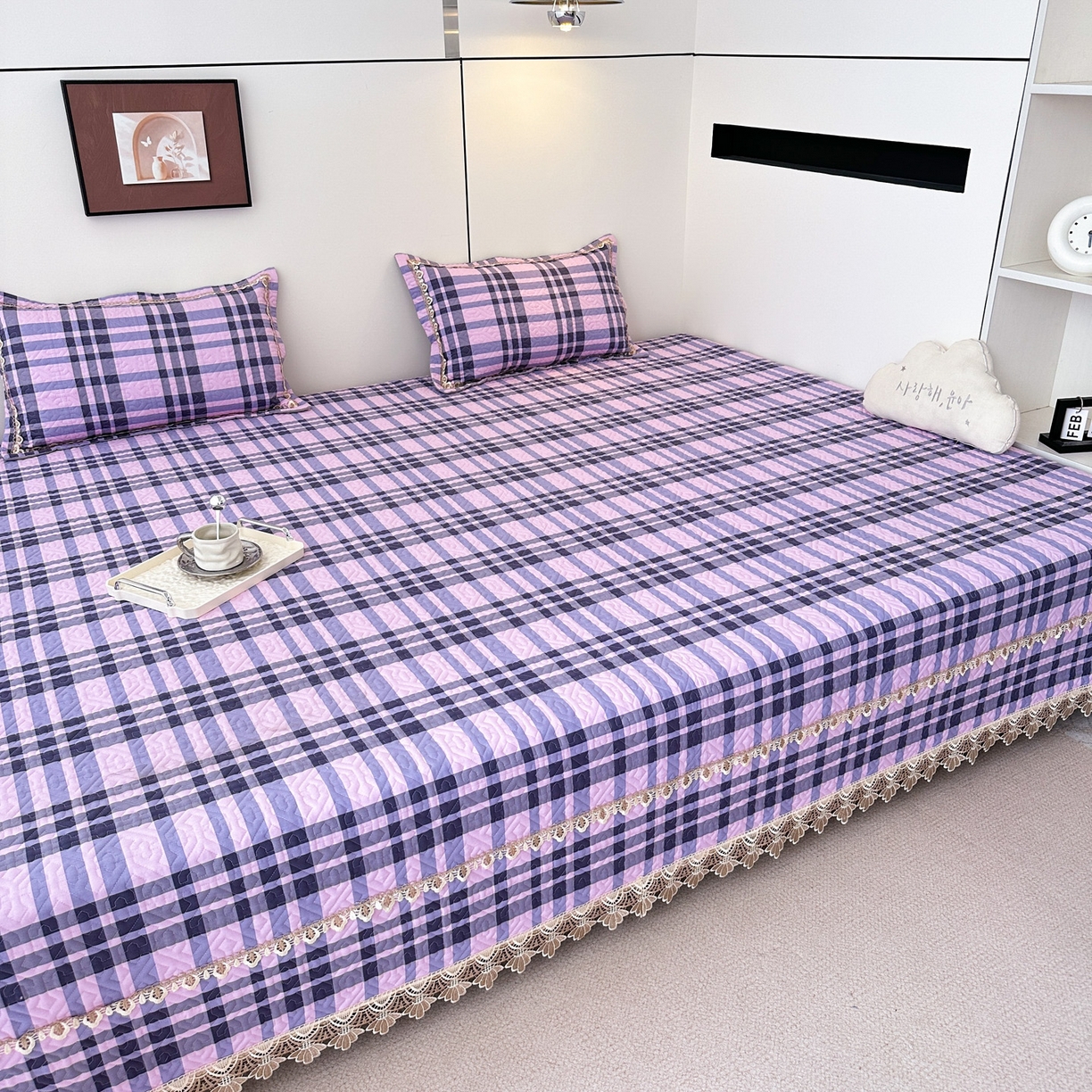 91家纺网 家纺一手货源 找家纺 手艺人家纺 2025新款带花全棉纯棉绗缝榻榻米炕盖K725-K750 K732