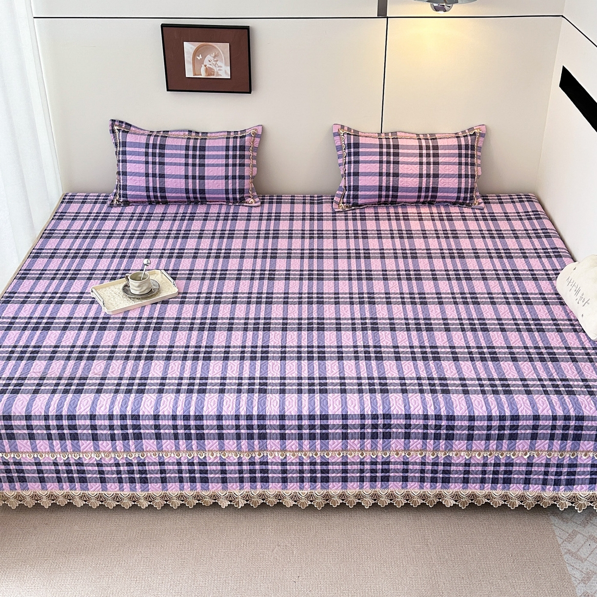 91家纺网 家纺一手货源 找家纺 手艺人家纺 2025新款带花全棉纯棉绗缝榻榻米炕盖K725-K750 K732