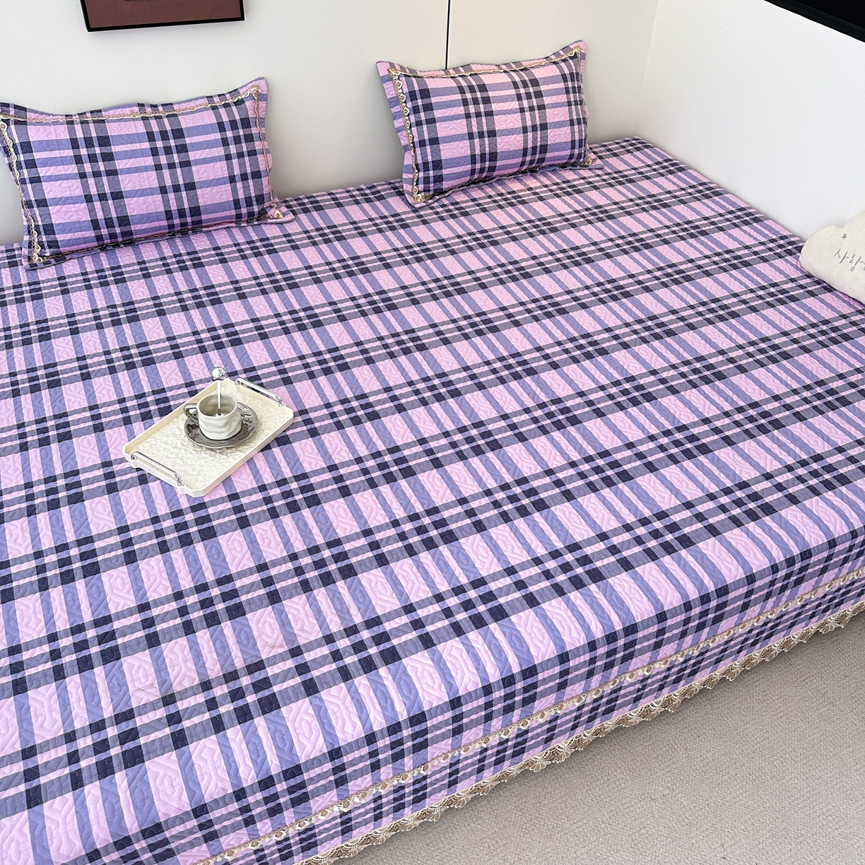 91家纺网 家纺一手货源 找家纺 手艺人家纺 2025新款带花全棉纯棉绗缝榻榻米炕盖K725-K750 K732