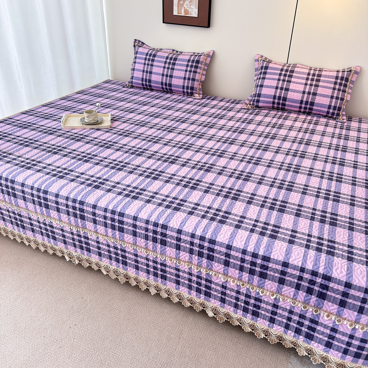 91家纺网 家纺一手货源 找家纺 手艺人家纺 2025新款带花全棉纯棉绗缝榻榻米炕盖K725-K750 K732