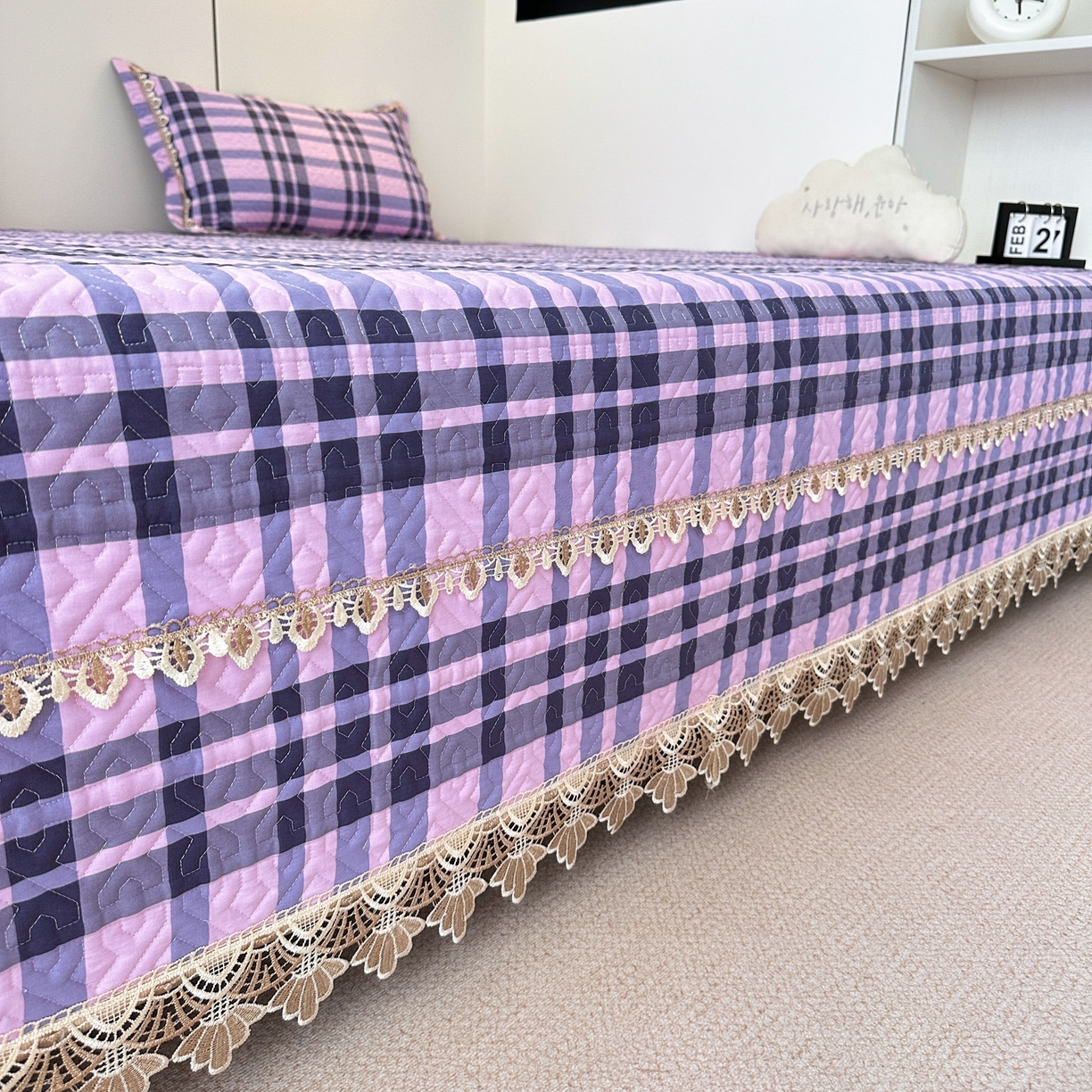 91家纺网 家纺一手货源 找家纺 手艺人家纺 2025新款带花全棉纯棉绗缝榻榻米炕盖K725-K750 K732