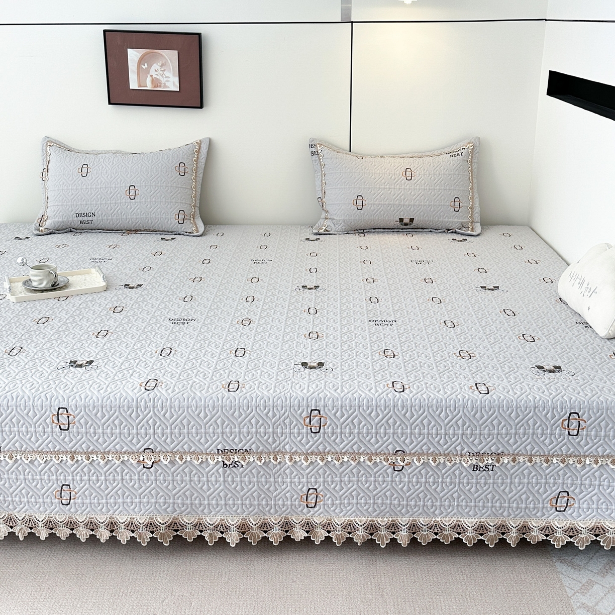 91家纺网 家纺一手货源 找家纺 手艺人家纺 2025新款带花全棉纯棉绗缝榻榻米炕盖K725-K750 K736