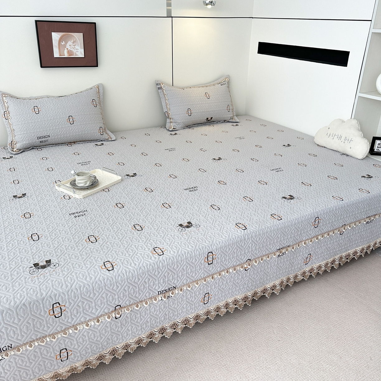 91家纺网 家纺一手货源 找家纺 手艺人家纺 2025新款带花全棉纯棉绗缝榻榻米炕盖K725-K750 K736