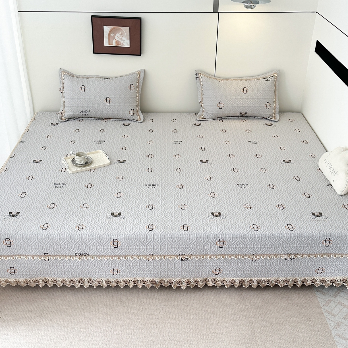 91家纺网 家纺一手货源 找家纺 手艺人家纺 2025新款带花全棉纯棉绗缝榻榻米炕盖K725-K750 K736