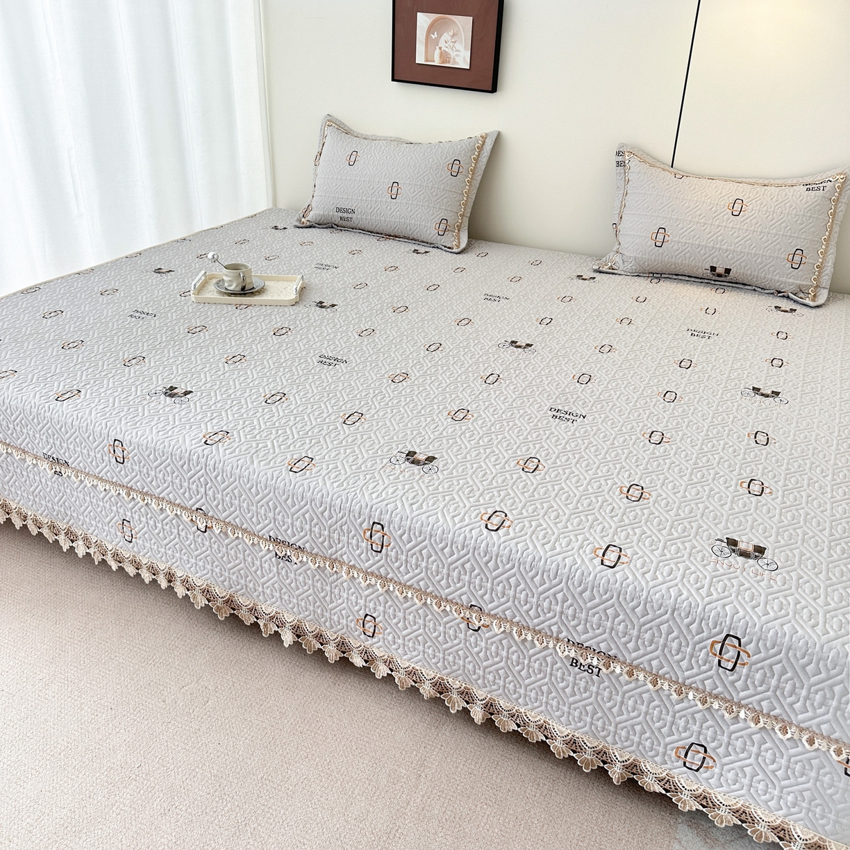 91家纺网 家纺一手货源 找家纺 手艺人家纺 2025新款带花全棉纯棉绗缝榻榻米炕盖K725-K750 K736