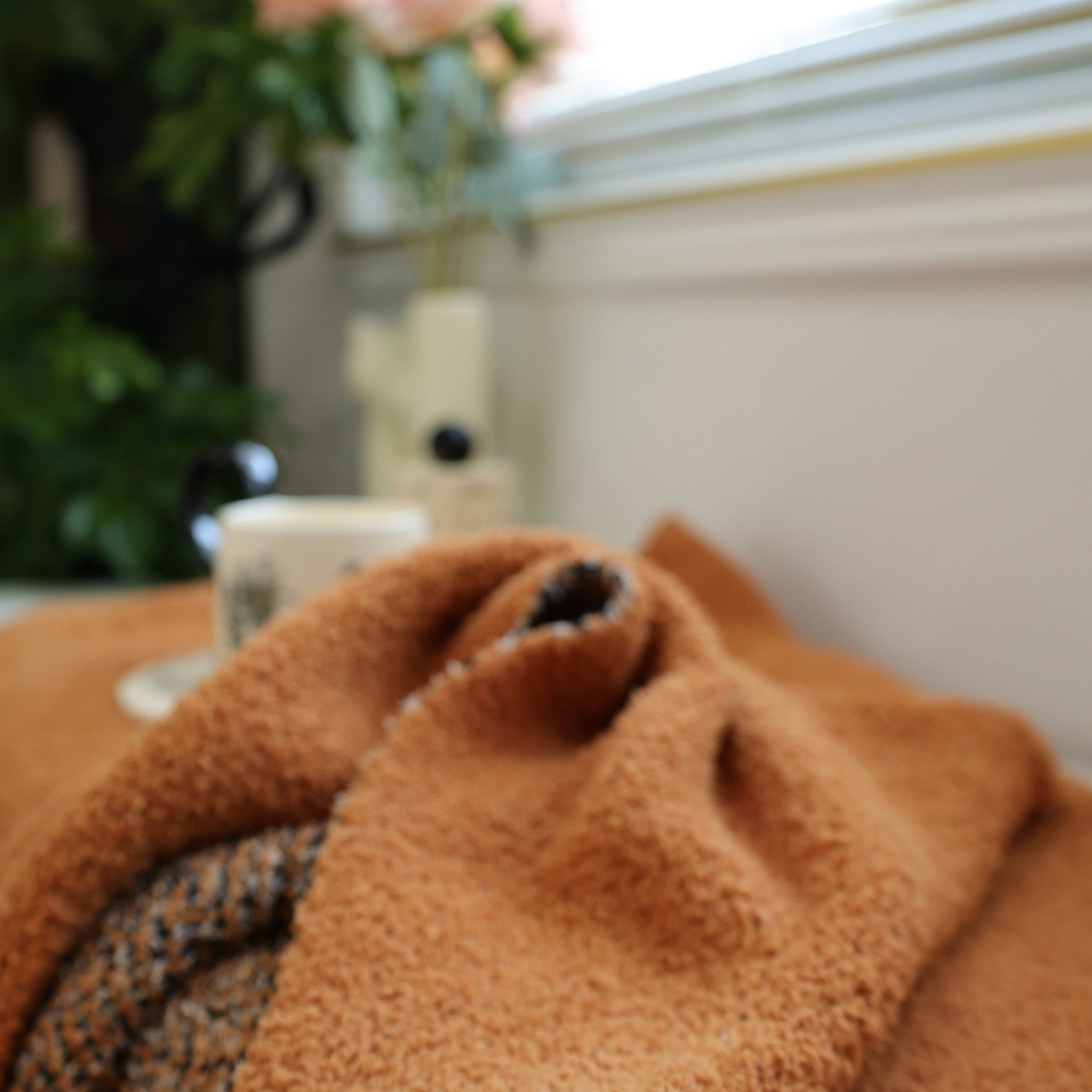 91家纺网 家纺一手货源 找家纺 澜昕 酒店半边绒针织毯盖毯沙发垫家用卡通毛毯 美拉德棕