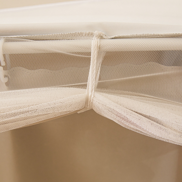 91家纺网 家纺一手货源 找家纺 铭宣家居 2025新款100%物理强遮光纳米技术静电植绒环保透气床帘加密纱学生蚊帐透气面料 叠叠猫