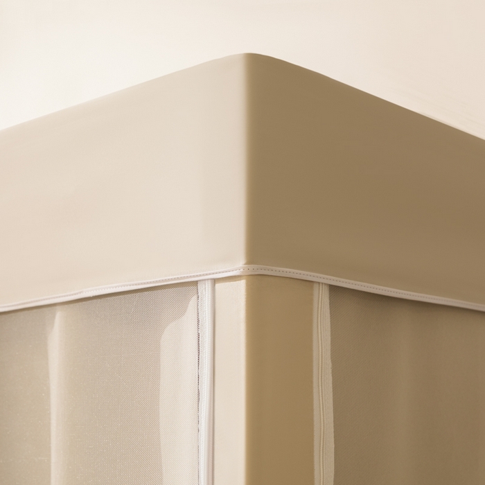 91家纺网 家纺一手货源 找家纺 铭宣家居 2025新款100%物理强遮光纳米技术静电植绒环保透气床帘加密纱学生蚊帐透气面料 叠叠猫