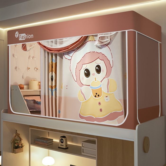 91家纺网 家纺一手货源 找家纺 铭宣家居 2025新款100%物理强遮光纳米技术静电植绒环保透气床帘加密纱学生蚊帐透气面料 奶嘴布布