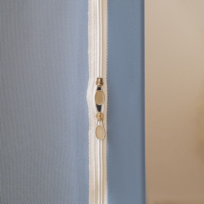 91家纺网 家纺一手货源 找家纺 铭宣家居 2025新款100%物理强遮光纳米技术静电植绒环保透气床帘加密纱学生蚊帐透气面料 月亮猫