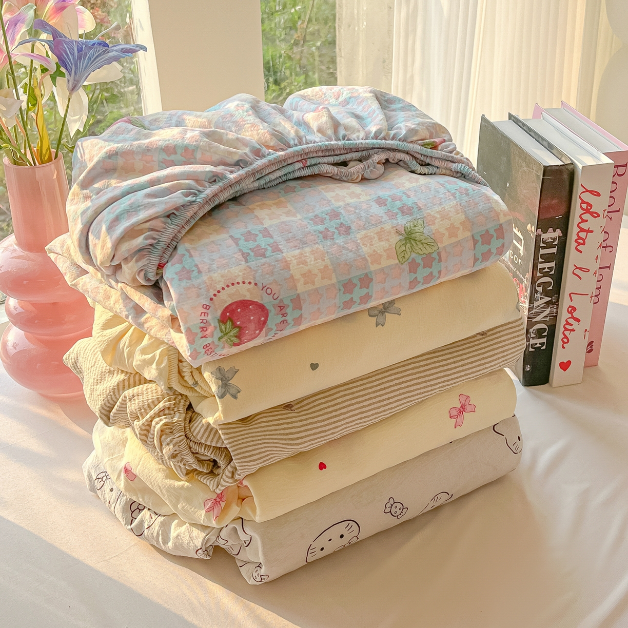 91家纺网 家纺一手货源 找家纺 （总）韩巢家纺 2025新款云感提花双层纱单床笠热销款防滑床笠单件