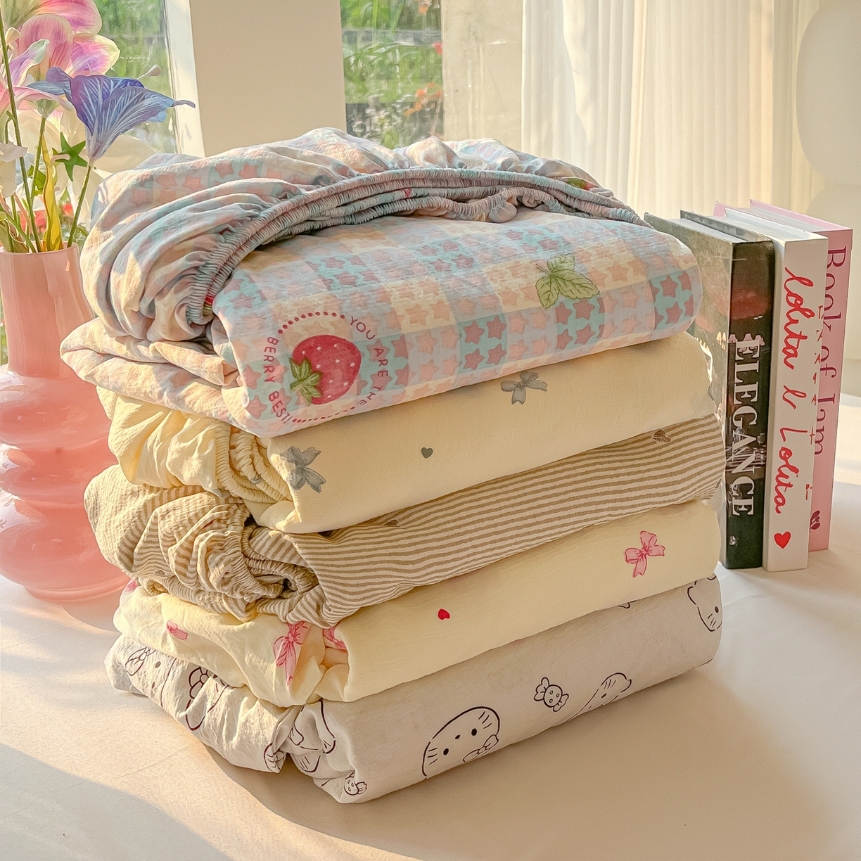 91家纺网 家纺一手货源 找家纺 （总）韩巢家纺 2025新款云感提花双层纱单床笠热销款防滑床笠单件