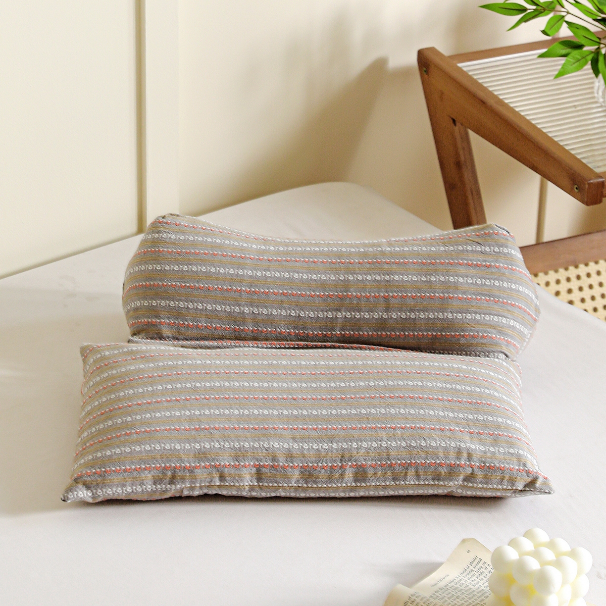 91家纺网 家纺一手货源 找家纺 （总）梦莱家纺 2025春夏新款三角牵引组合荞麦枕印花款枕头枕芯