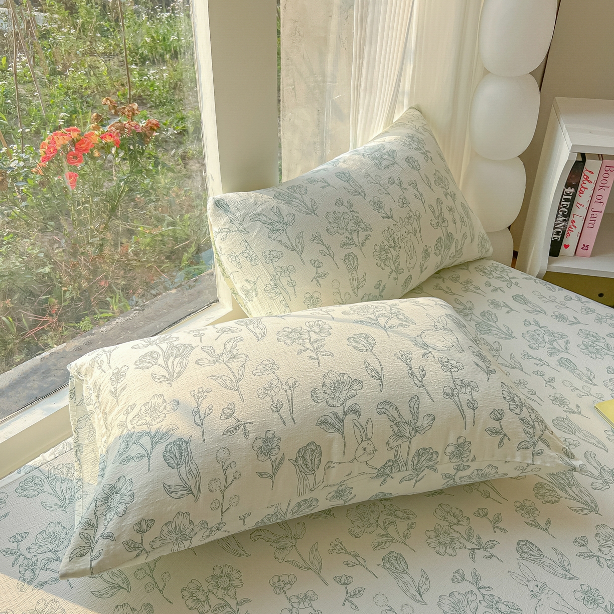 91家纺网 家纺一手货源 找家纺 韩巢家纺 2025新款云感提花双层纱单床笠热销款防滑床笠单件 海像森林