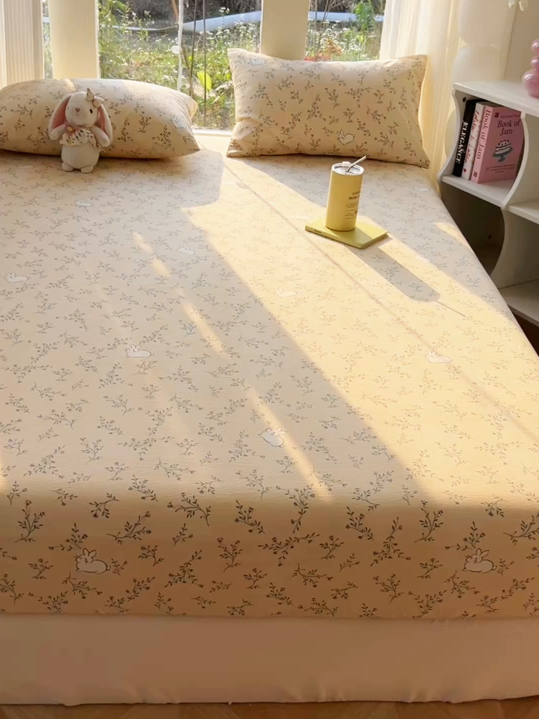 91家纺网 家纺一手货源 找家纺 韩巢家纺 2025新款云感提花双层纱单床笠热销款防滑床笠单件 森田野园