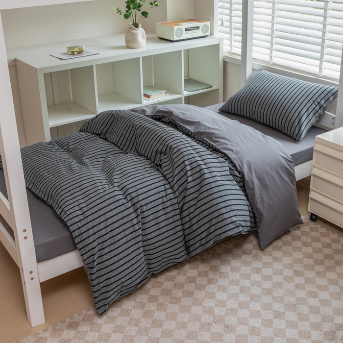 91家纺网 家纺一手货源 找家纺 （总）柠萌家居 2025新款无印良品风色织水洗棉A类学生宿舍三件套