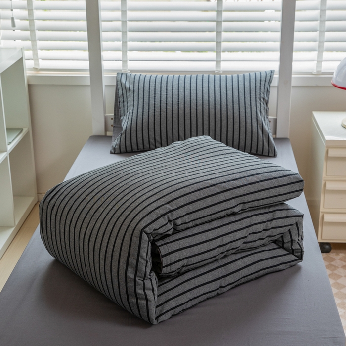 91家纺网 家纺一手货源 找家纺 （总）柠萌家居 2025新款无印良品风色织水洗棉A类学生宿舍三件套