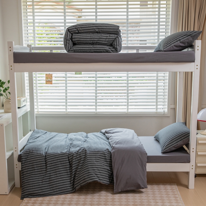 91家纺网 家纺一手货源 找家纺 （总）柠萌家居 2025新款无印良品风色织水洗棉A类学生宿舍三件套