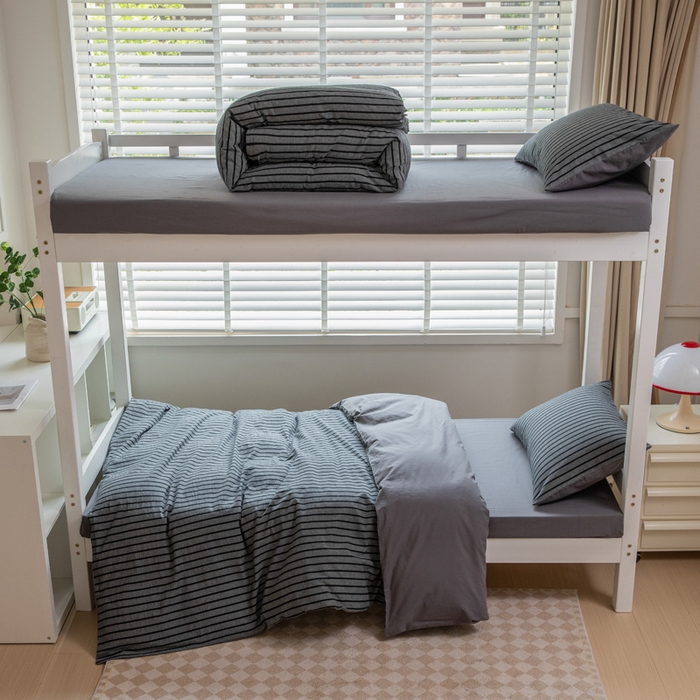 91家纺网 家纺一手货源 找家纺 （总）柠萌家居 2025新款无印良品风色织水洗棉A类学生宿舍三件套