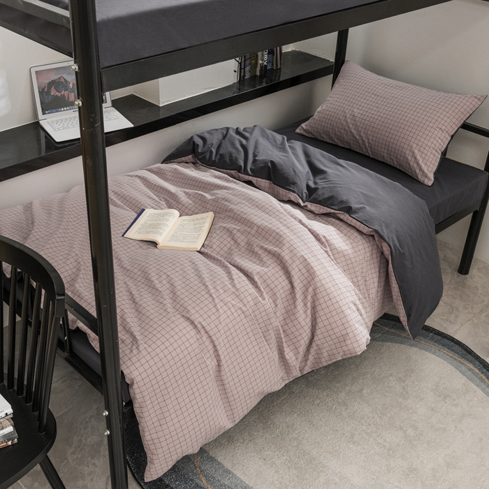 91家纺网 家纺一手货源 找家纺 （总）柠萌家居 2025新款无印良品风色织水洗棉A类学生宿舍三件套