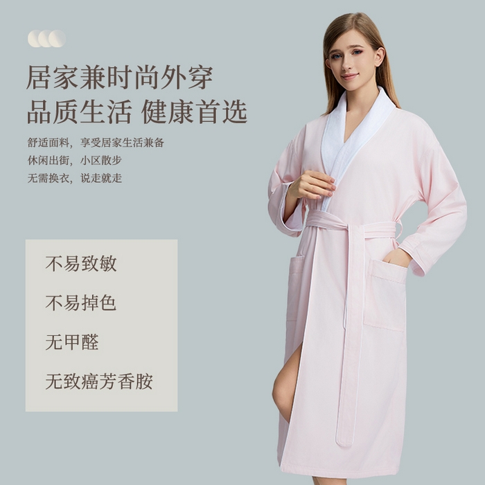 91家纺网 家纺一手货源 找家纺 澜昕  酒店桃皮绒双层连帽浴袍四季通用男女同款 可定制 烟灰色