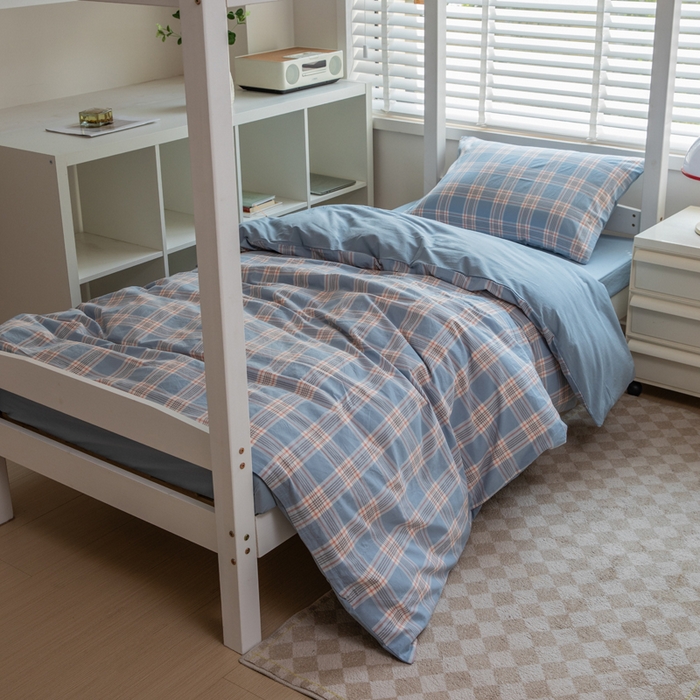 91家纺网 家纺一手货源 找家纺 （总）柠萌家居 2025新款无印良品风色织水洗棉A类学生宿舍三件套