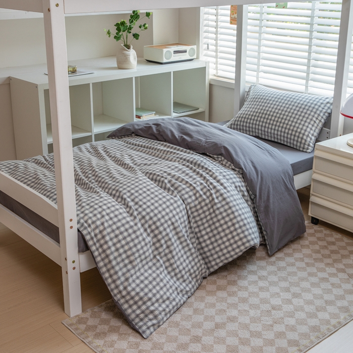 91家纺网 家纺一手货源 找家纺 （总）柠萌家居 2025新款无印良品风色织水洗棉A类学生宿舍三件套