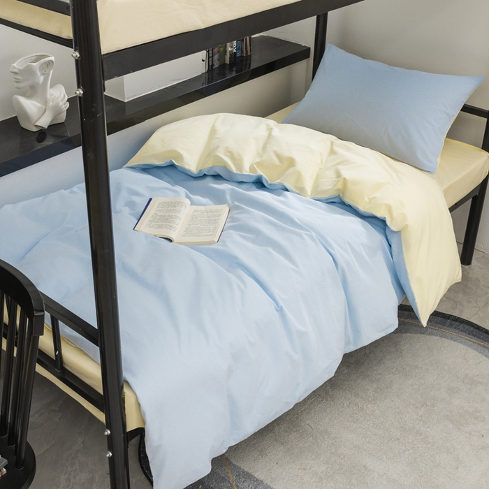 91家纺网 家纺一手货源 找家纺 （总）柠萌家居 2025新款无印良品风色织水洗棉A类学生宿舍三件套