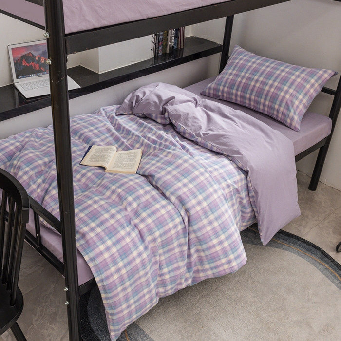 91家纺网 家纺一手货源 找家纺 （总）柠萌家居 2025新款无印良品风色织水洗棉A类学生宿舍三件套