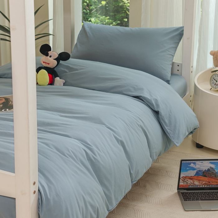 91家纺网 家纺一手货源 找家纺 （总）柠萌家居 2025新款无印良品风色织水洗棉A类学生宿舍三件套