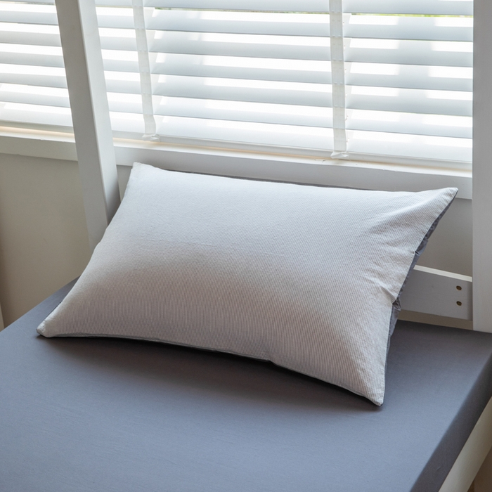 91家纺网 家纺一手货源 找家纺 柠萌家居 2025新款无印良品风色织水洗棉A类学生宿舍三件套 灰密条