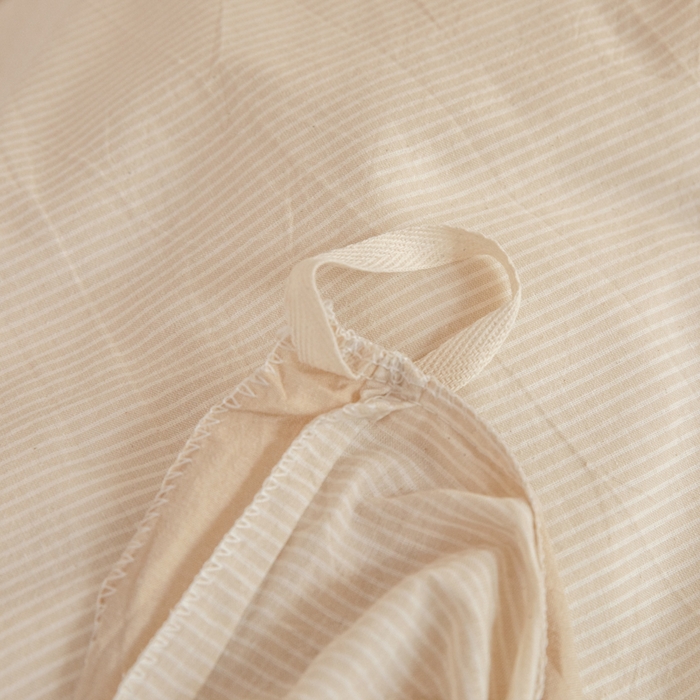 91家纺网 家纺一手货源 找家纺 柠萌家居 2025新款无印良品风色织水洗棉A类学生宿舍三件套 米密条