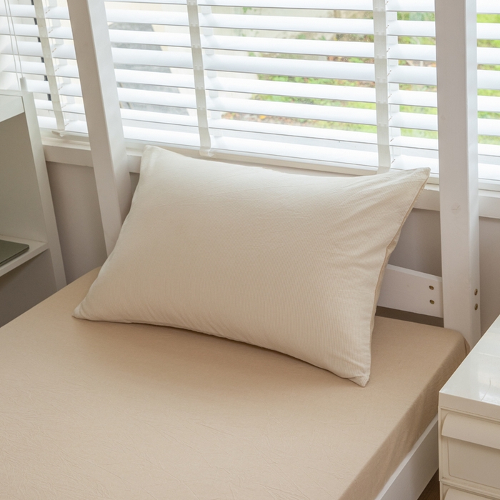 91家纺网 家纺一手货源 找家纺 柠萌家居 2025新款无印良品风色织水洗棉A类学生宿舍三件套 米密条