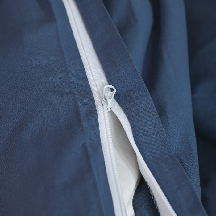 91家纺网 家纺一手货源 找家纺 柠萌家居 2025新款无印良品风色织水洗棉A类学生宿舍三件套 宝石蓝