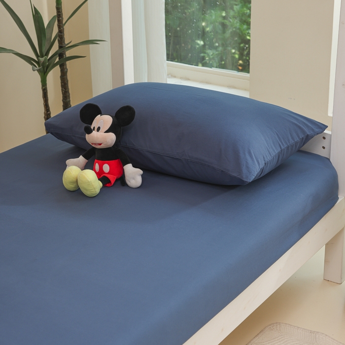 91家纺网 家纺一手货源 找家纺 柠萌家居 2025新款无印良品风色织水洗棉A类学生宿舍三件套 宝石蓝