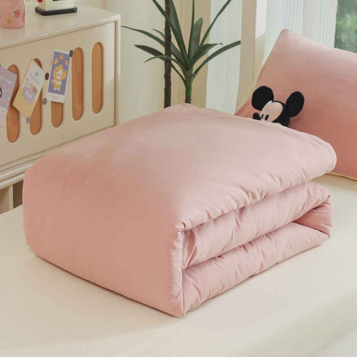 91家纺网 家纺一手货源 找家纺 柠萌家居 2025新款无印良品风色织水洗棉A类学生宿舍三件套 豆沙+奶黄