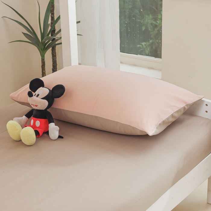 91家纺网 家纺一手货源 找家纺 柠萌家居 2025新款无印良品风色织水洗棉A类学生宿舍三件套 粉卡其