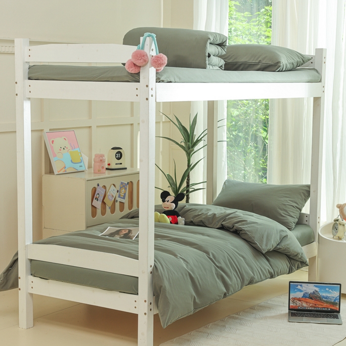 91家纺网 家纺一手货源 找家纺 柠萌家居 2025新款无印良品风色织水洗棉A类学生宿舍三件套 军绿色