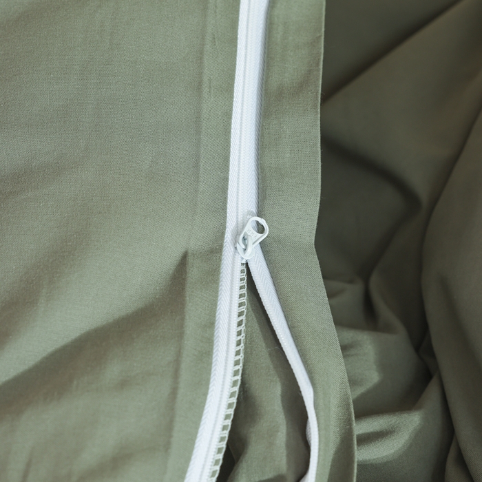 91家纺网 家纺一手货源 找家纺 柠萌家居 2025新款无印良品风色织水洗棉A类学生宿舍三件套 军绿色